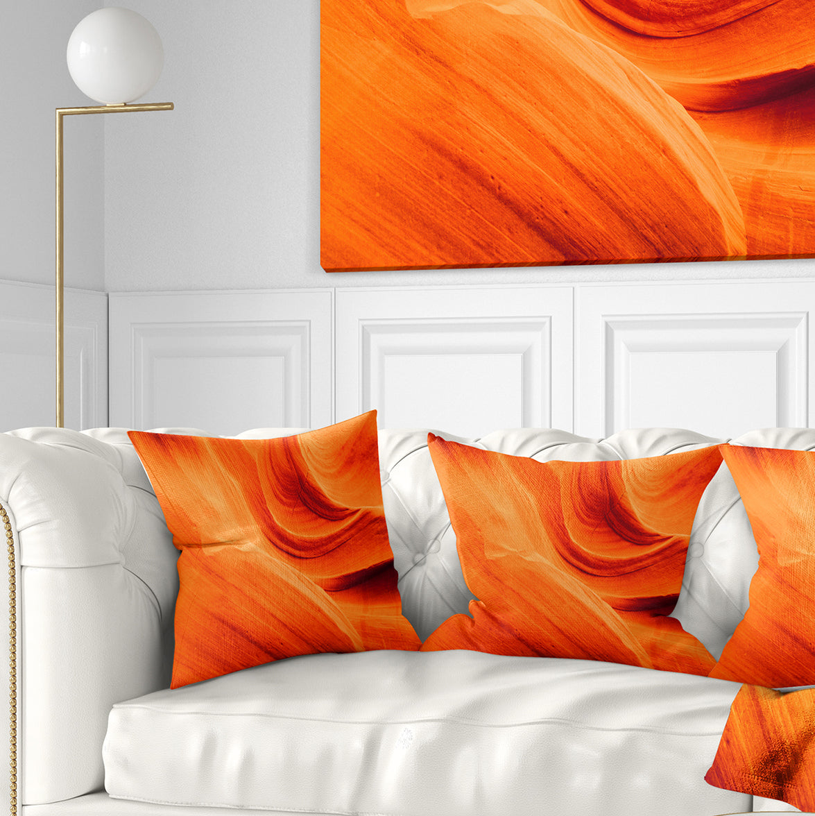 Orange Upper Antelope Canyon - Landscape Photography Throw Pillow
