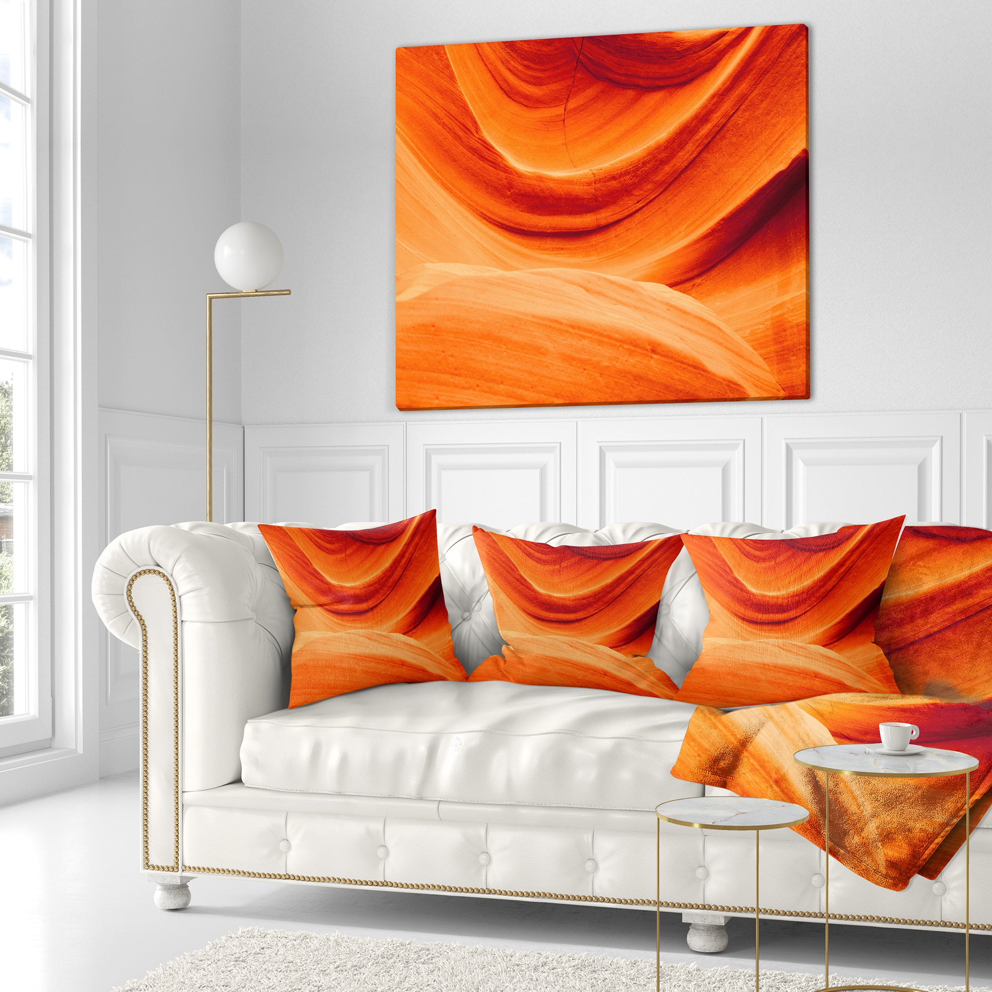 Antelope Canyon Orange Wall - Landscape Photography Throw Pillow