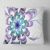 Fractal Flower Light Blue - Floral Throw Pillow