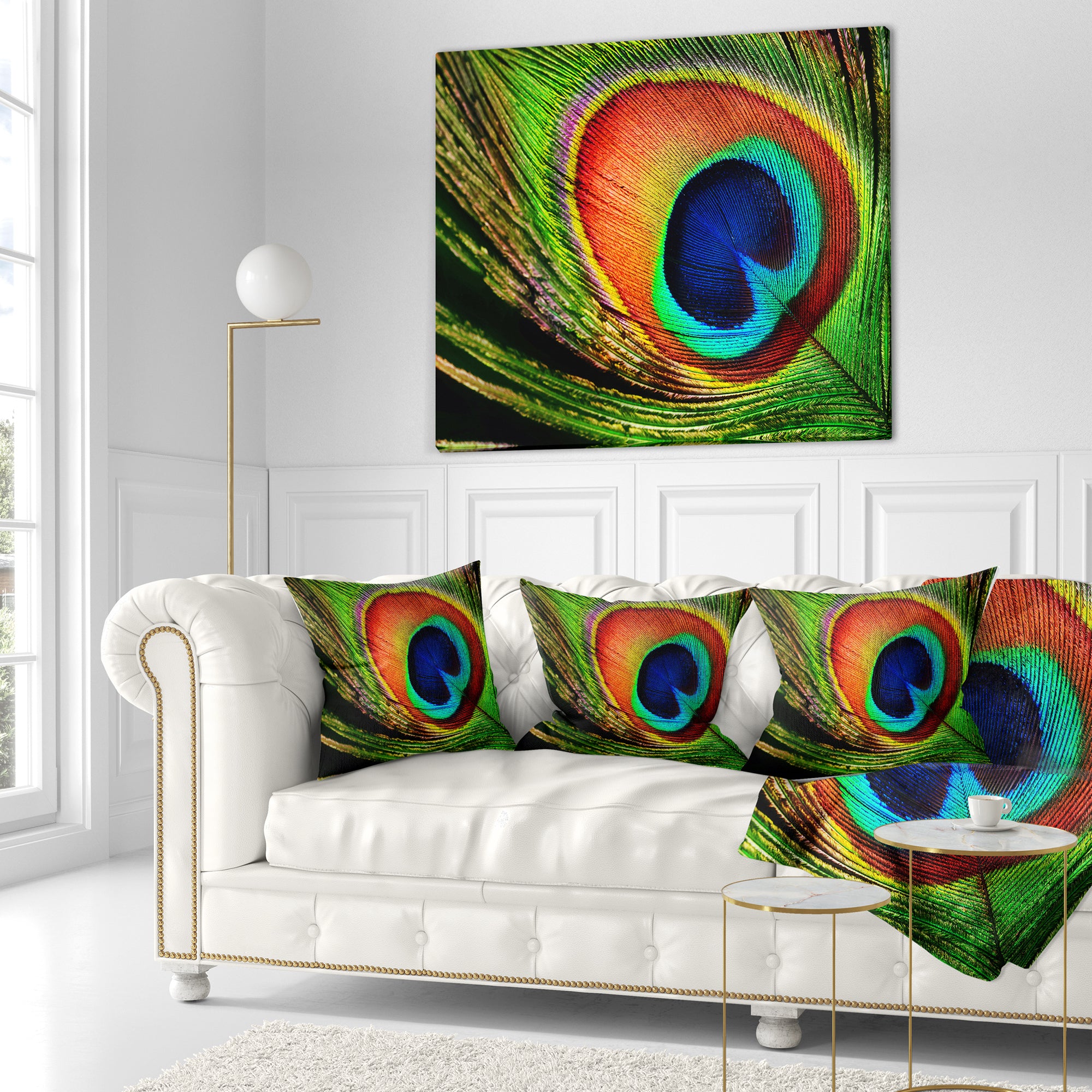Peacock Feather - Photography Throw Pillow