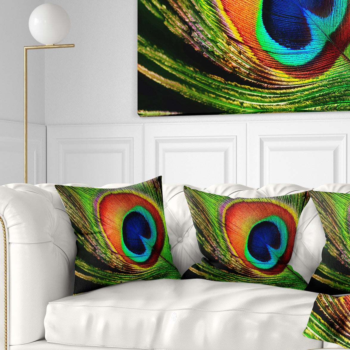 Peacock Feather - Photography Throw Pillow