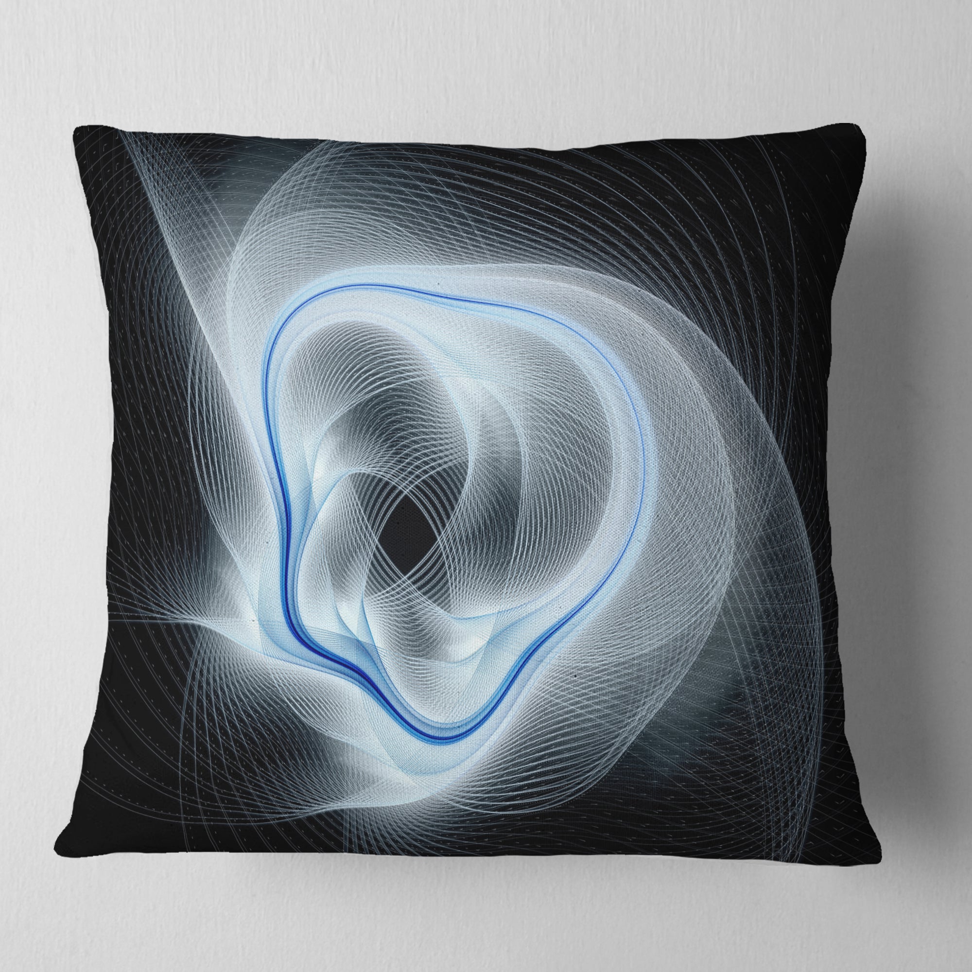 Light Blue Abstract Fractal Flower - Floral Throw Pillow