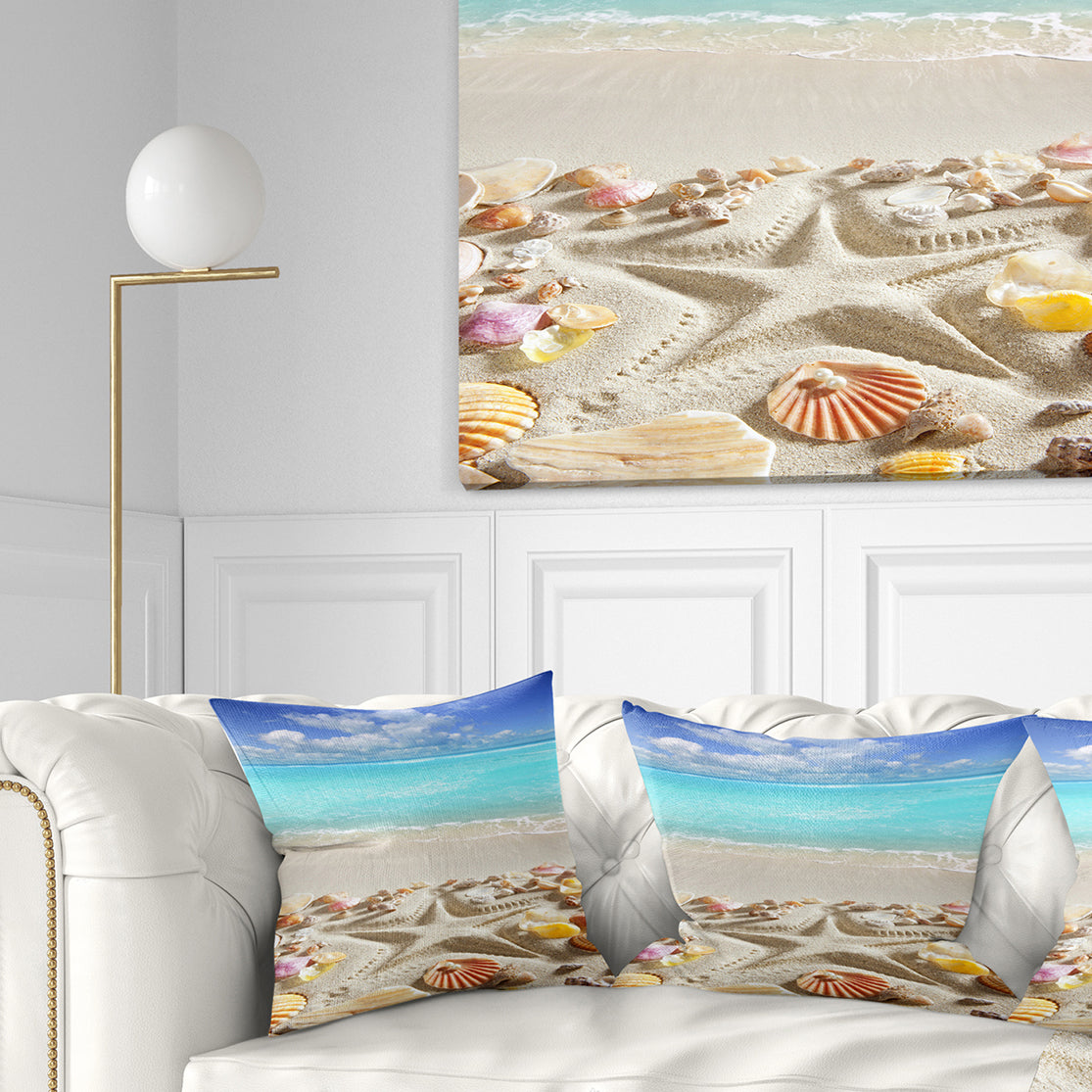 Caribbean Sea Starfish - Beach and Shore Throw Pillow