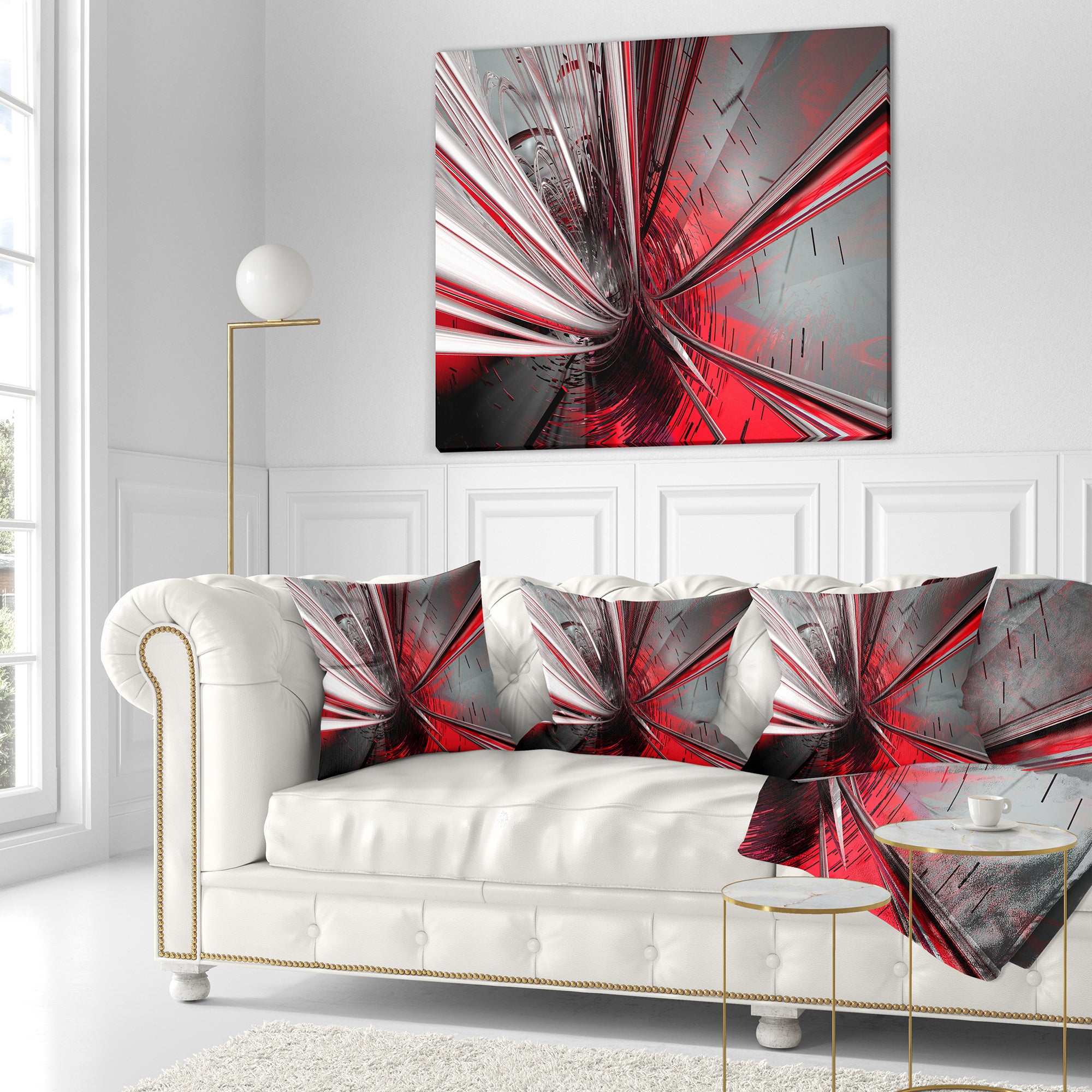 Fractal 3D Deep into Middle - Contemporary Throw Pillow