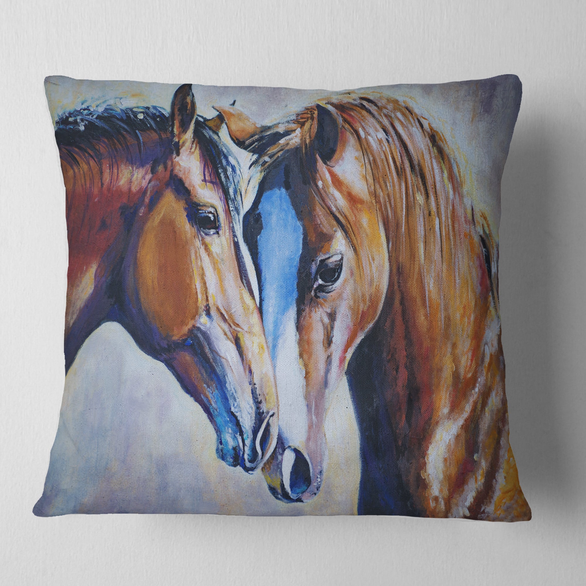 Brown Amorous Horses - Animal Throw Pillow