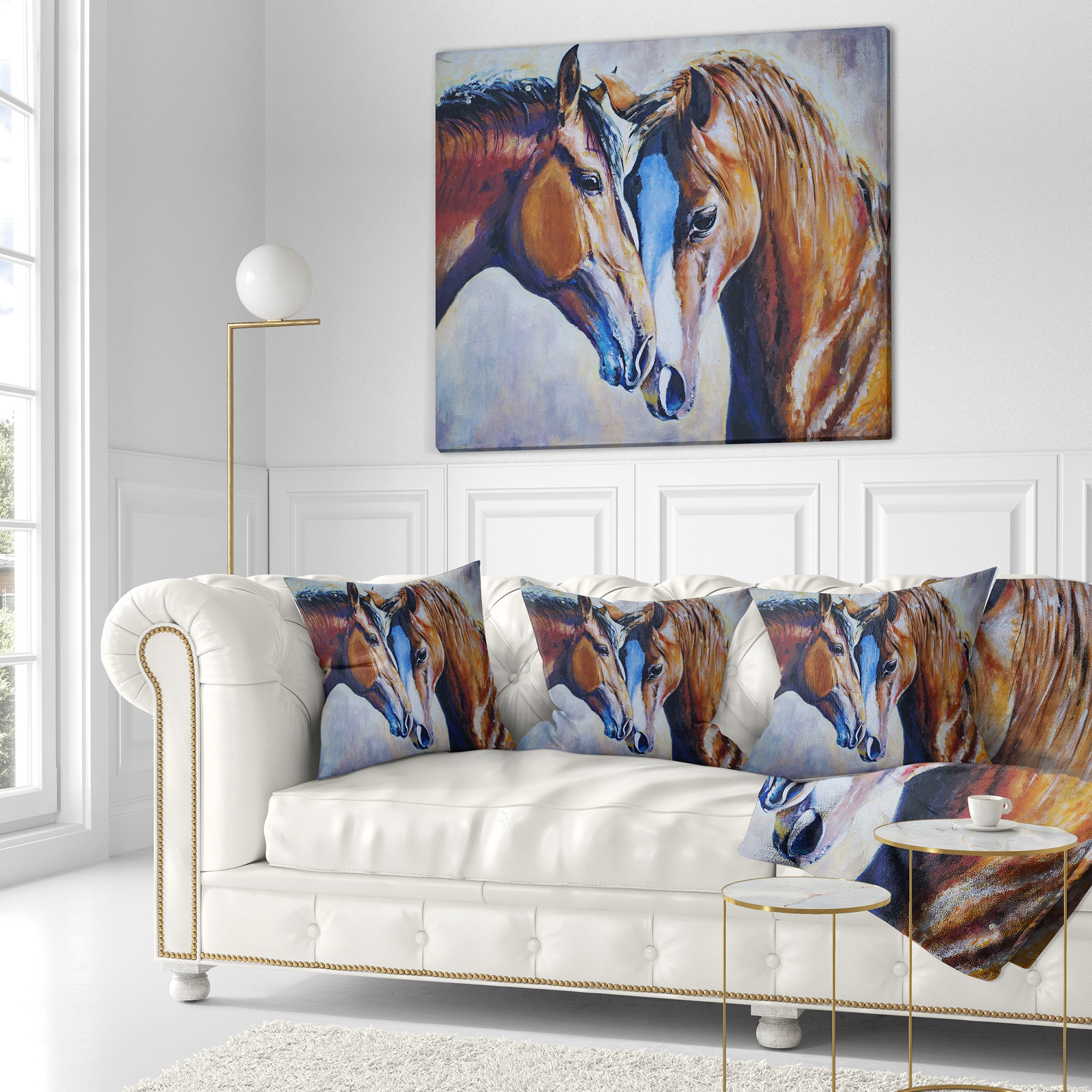 Brown Amorous Horses - Animal Throw Pillow