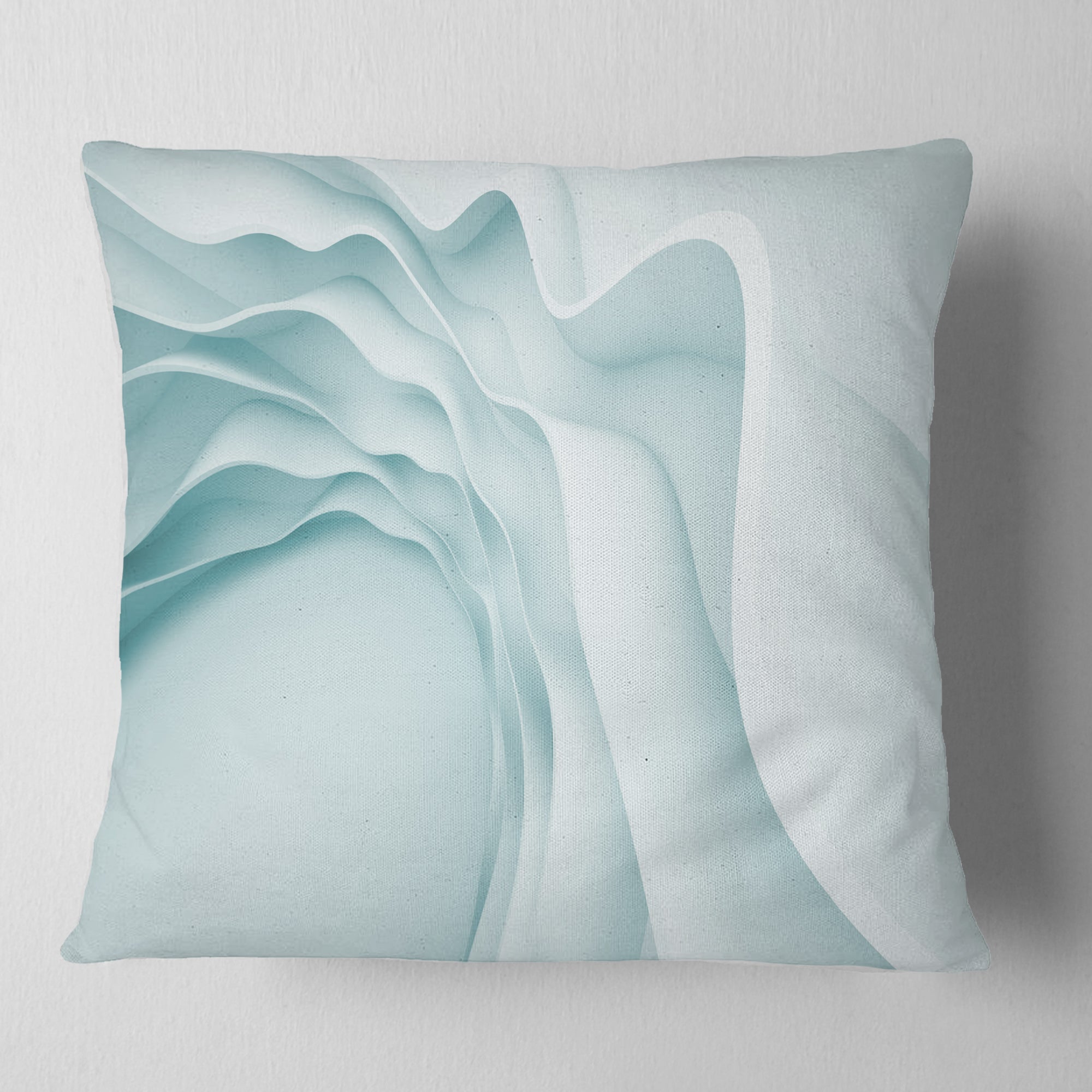 Fractal Large Blue 3D Waves - Contemporary Throw Pillow