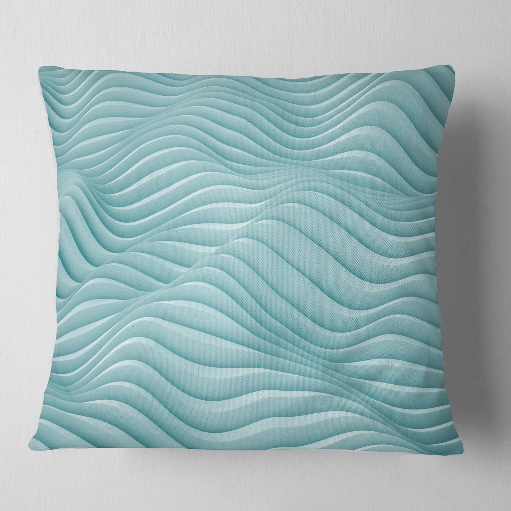 Fractal Rippled Blue 3D Waves - Contemporary Throw Pillow
