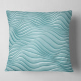 Fractal Rippled Blue 3D Waves - Contemporary Throw Pillow