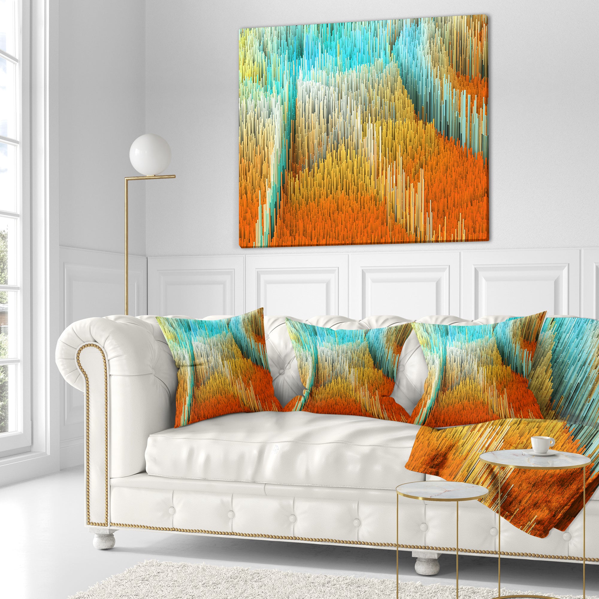 Macro Render Structure Yellow Orange - Contemporary Throw Pillow