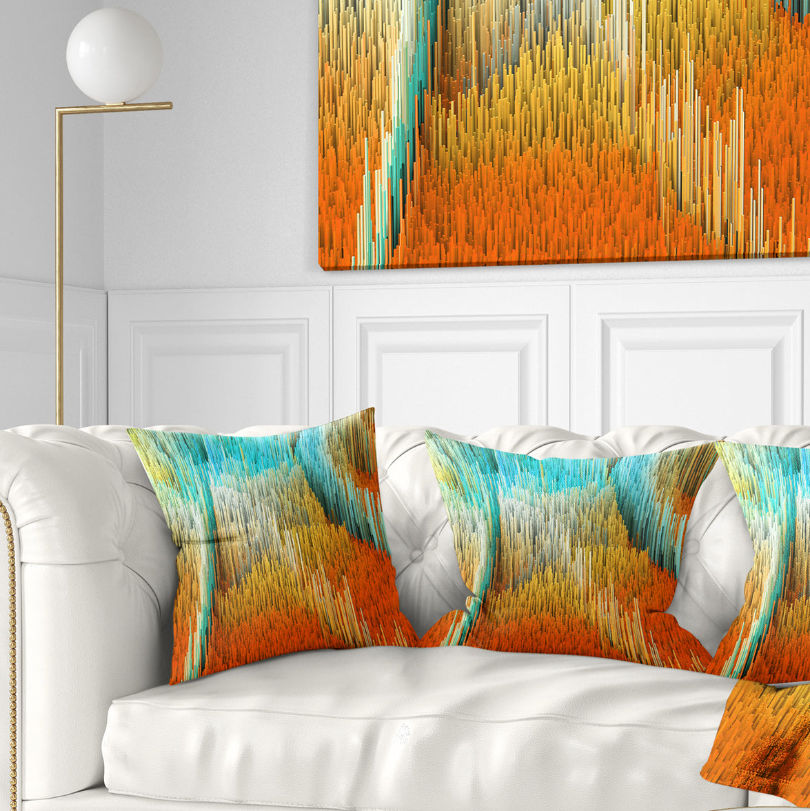 Macro Render Structure Yellow Orange - Contemporary Throw Pillow