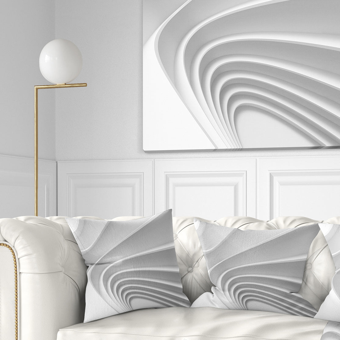 Fractal Bulgy Layered 3D Waves - Contemporary Throw Pillow