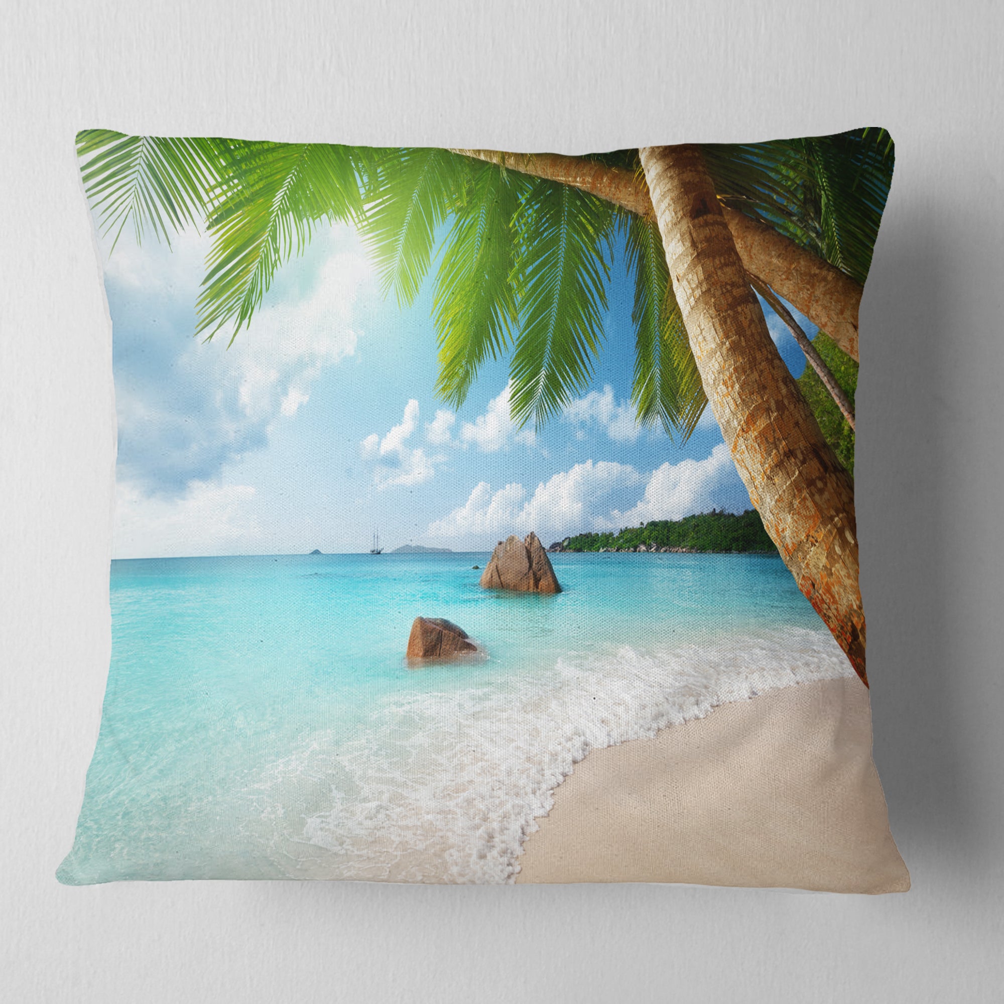 Praslin Island Seychelles Beach - Seashore Photo Throw Pillow