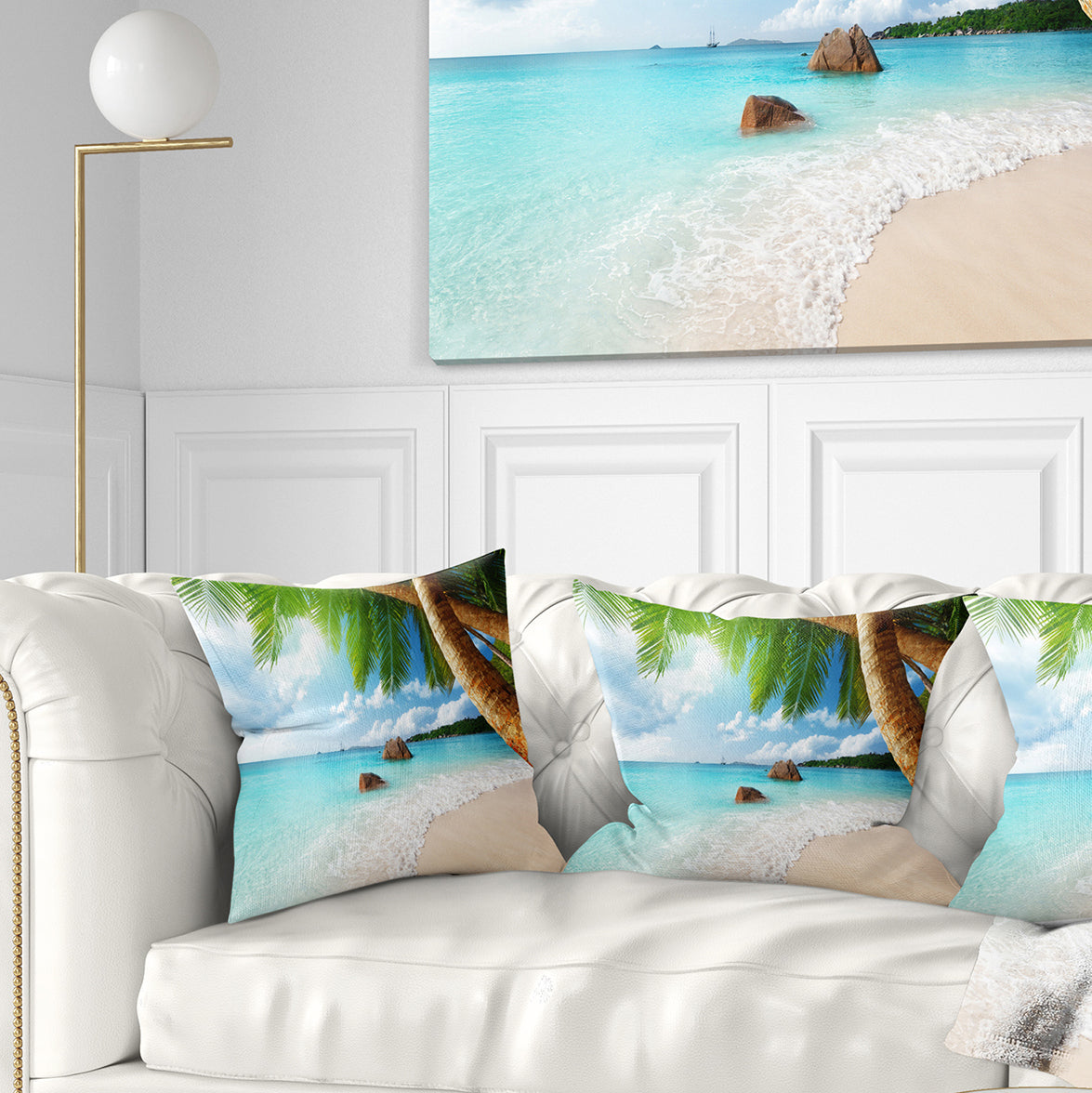 Praslin Island Seychelles Beach - Seashore Photo Throw Pillow