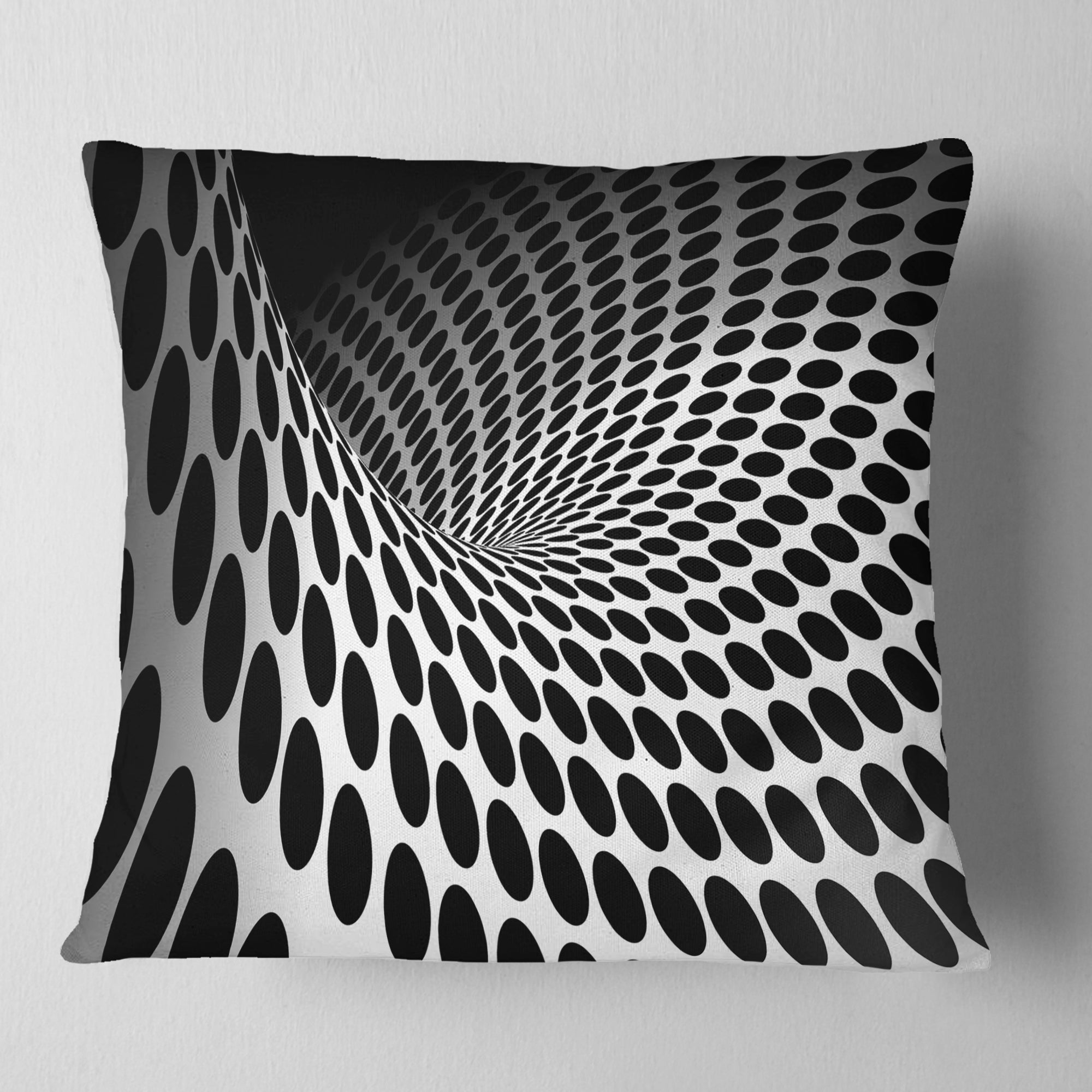 Waves and Circles Black n’ White - Contemporary Throw Pillow