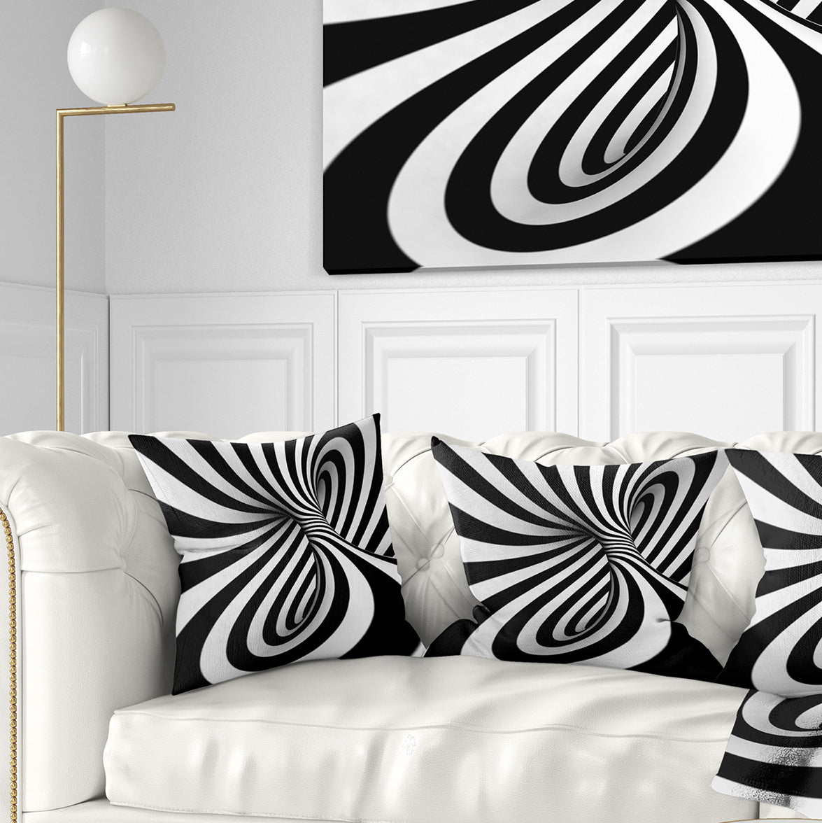 Spiral Black n White - Contemporary Throw Pillow