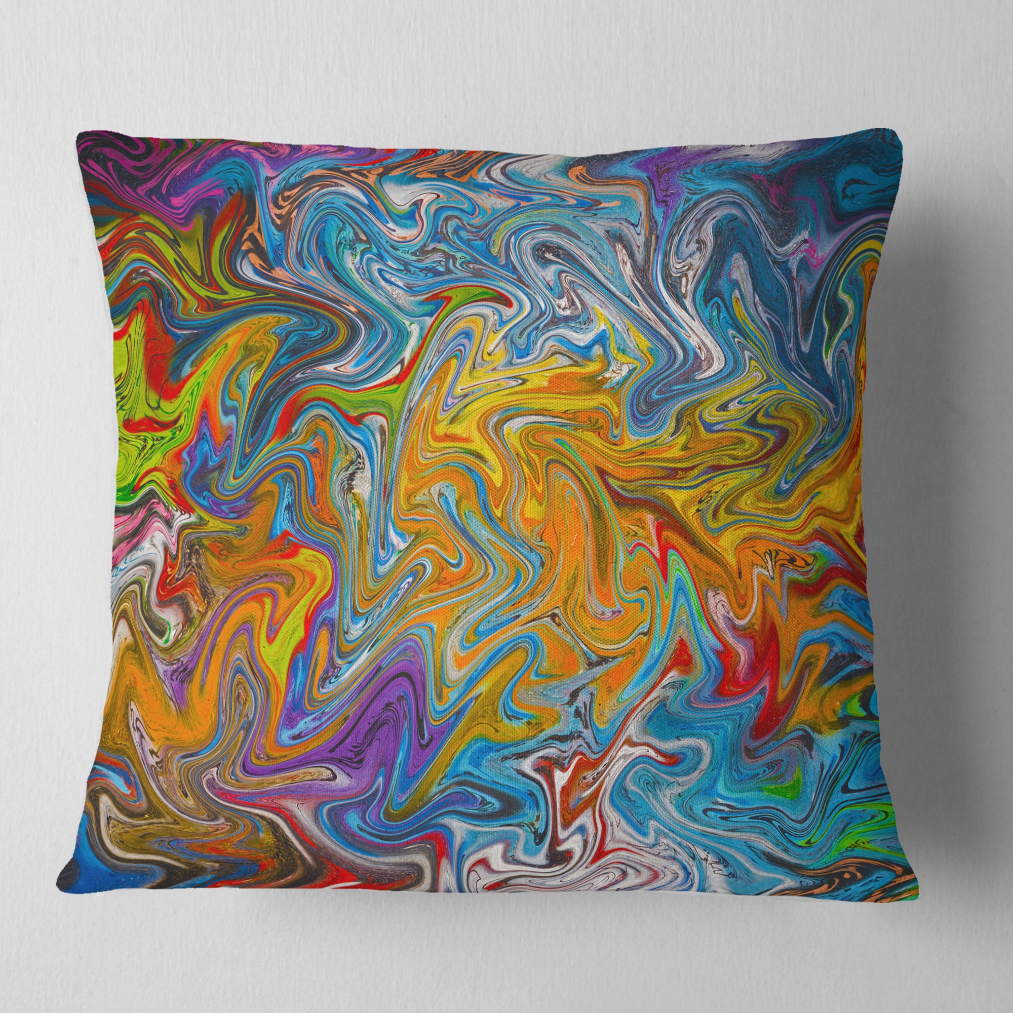 Fractal Flowing Colors - Contemporary Throw Pillow