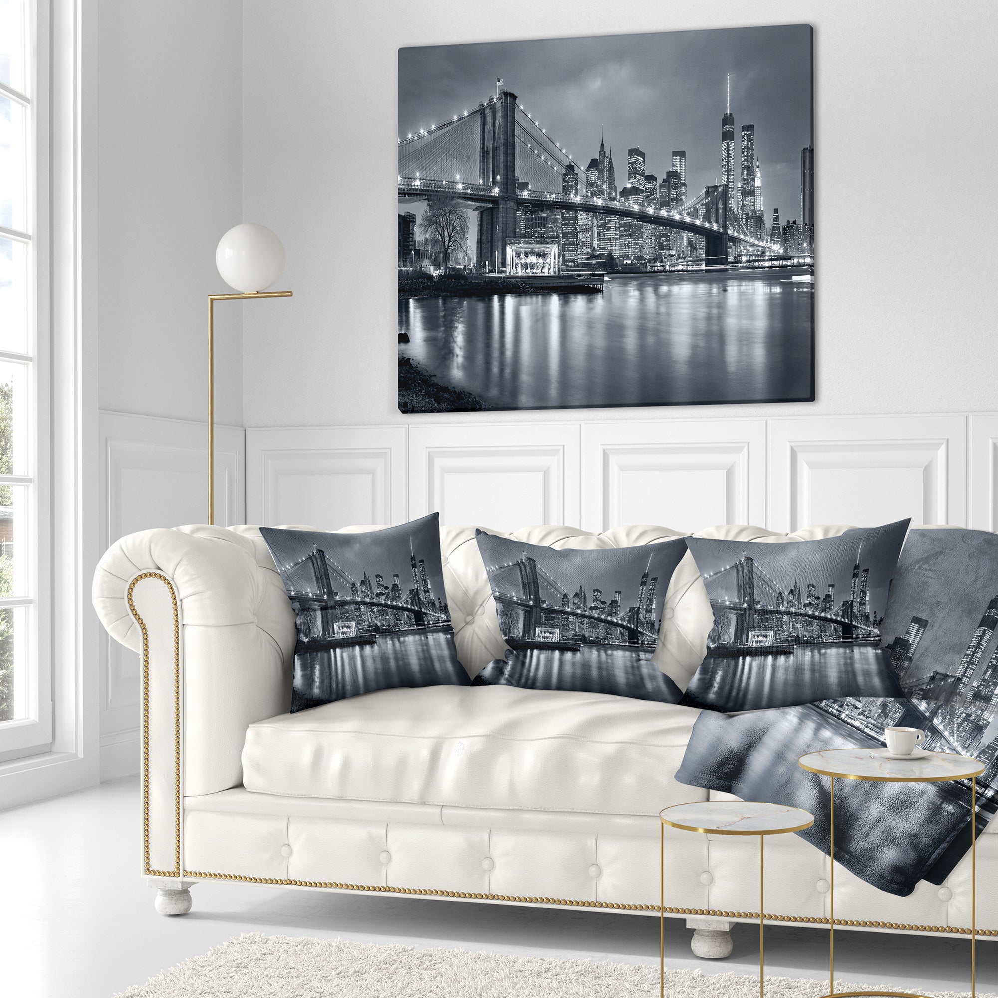 Panorama New York City at Night - Cityscape Throw Pillow