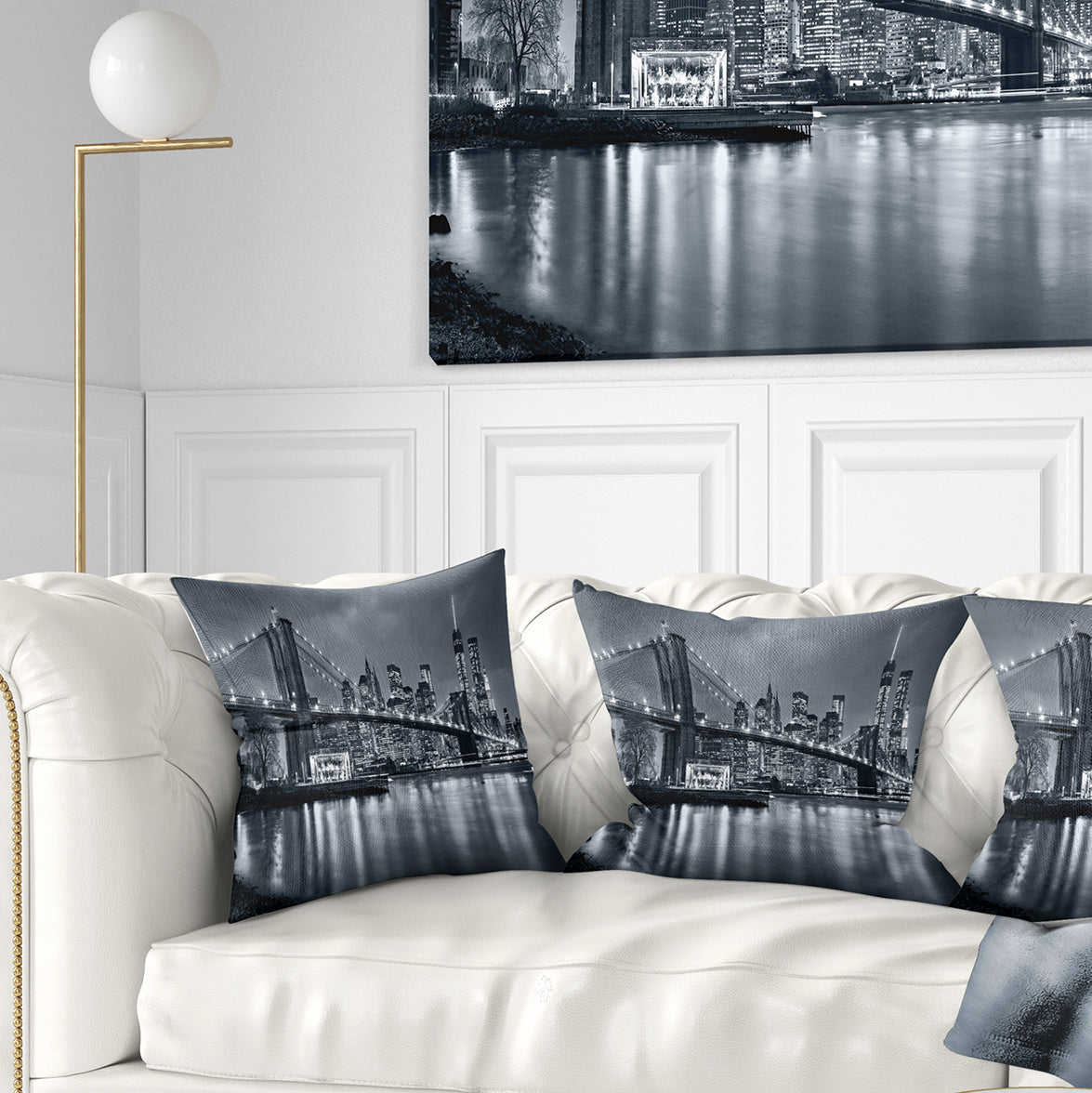 Panorama New York City at Night - Cityscape Throw Pillow