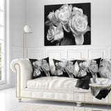 Bunch of Roses Black and White - Floral Throw Pillow