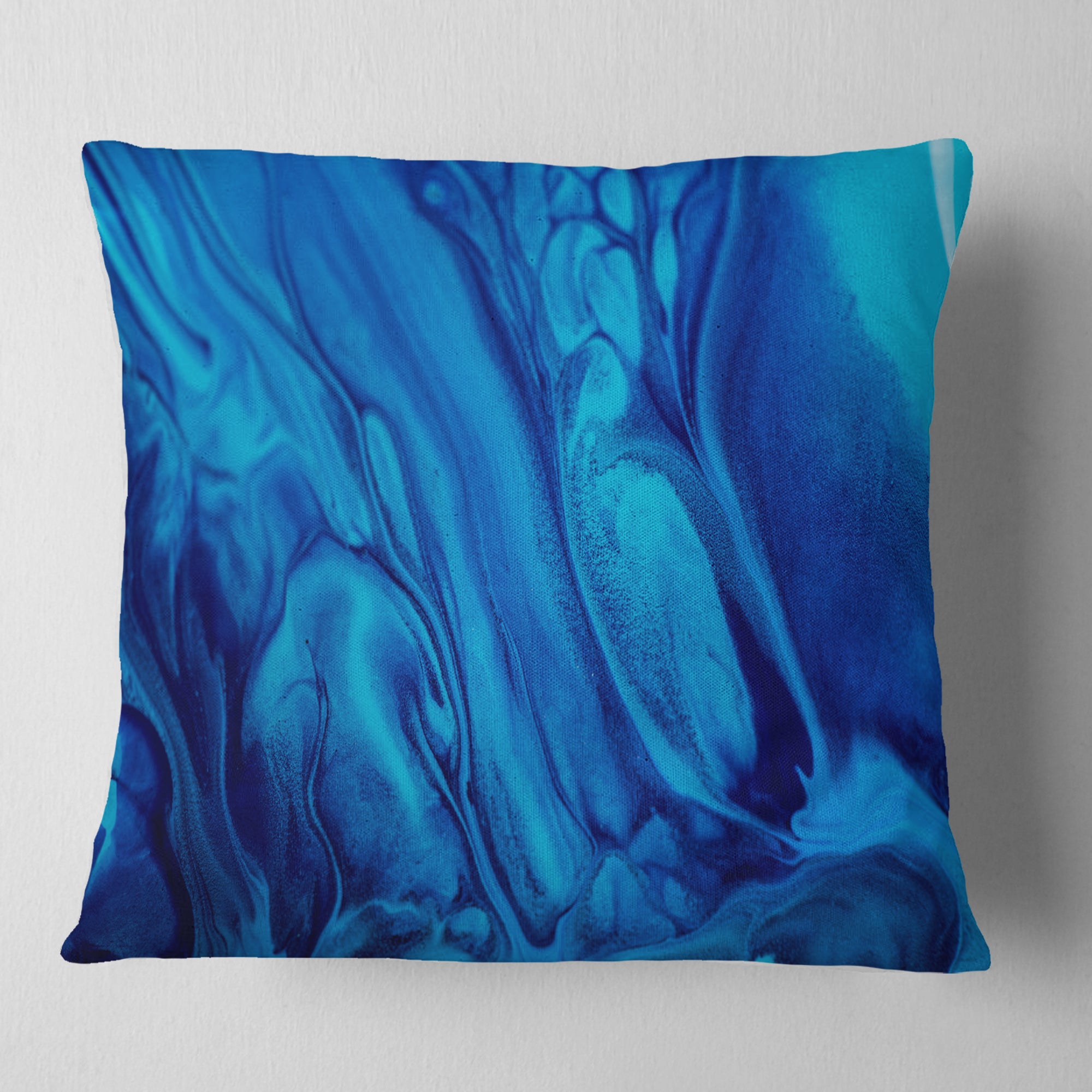 Dark Blue Abstract Acrylic Paint Mix - Abstract Throw Pillow