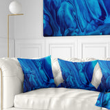 Dark Blue Abstract Acrylic Paint Mix - Abstract Throw Pillow