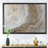 White Marble with Curley Grey and Gold Veins Wall Art