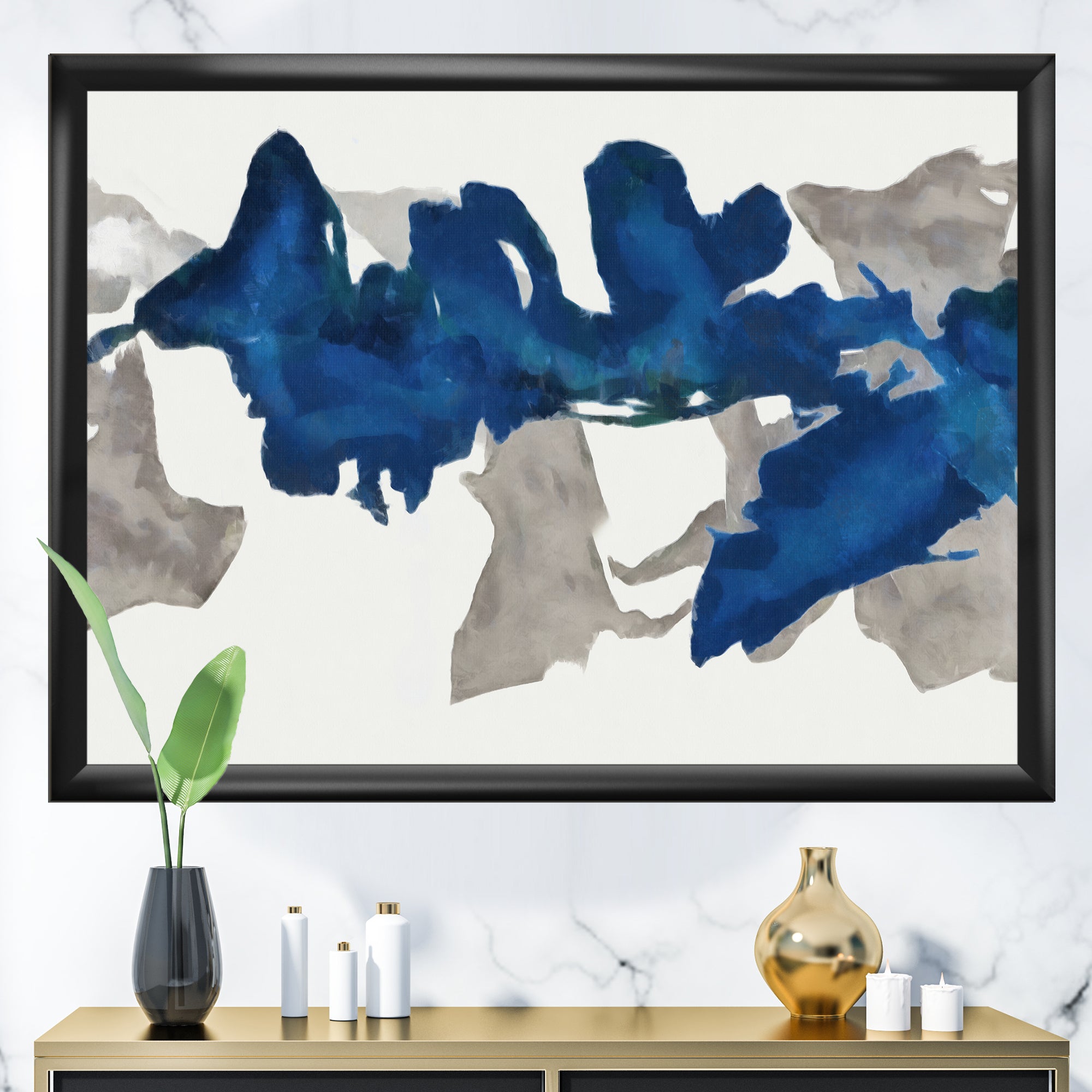 Gouache Sapphire on Gray VI Wall Art