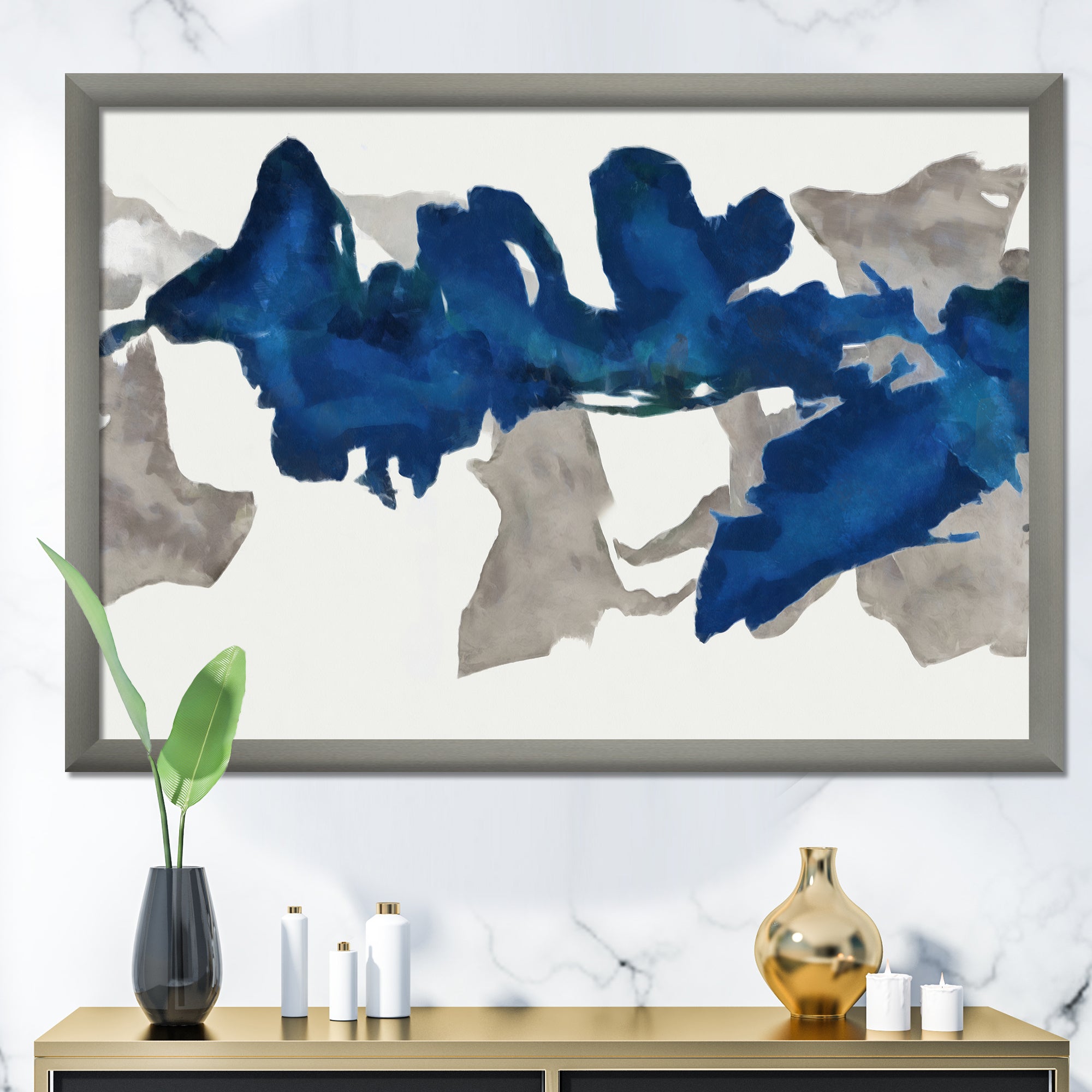 Gouache Sapphire on Gray VI Wall Art