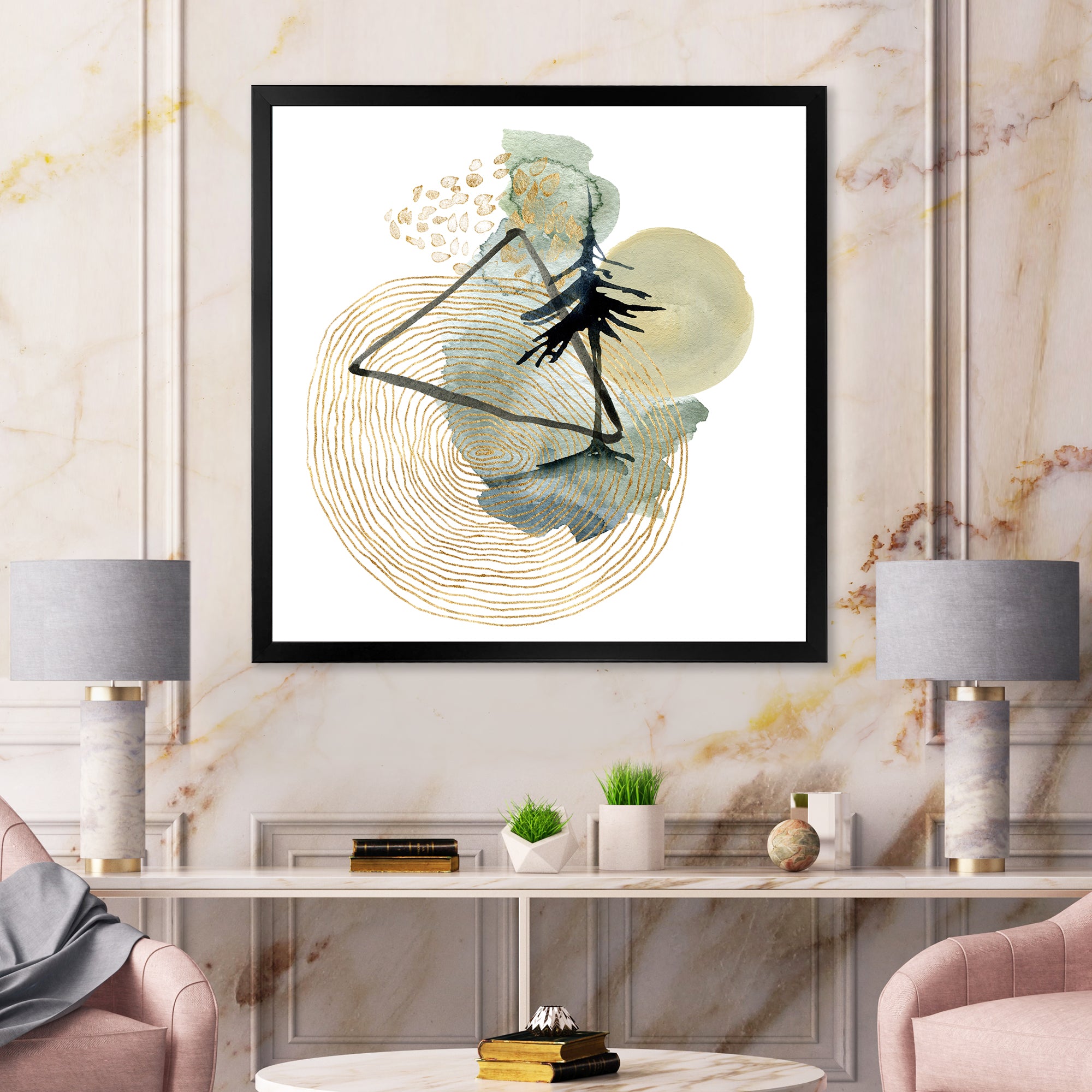 Abstract Landscape Of Mountains Moon and Tree