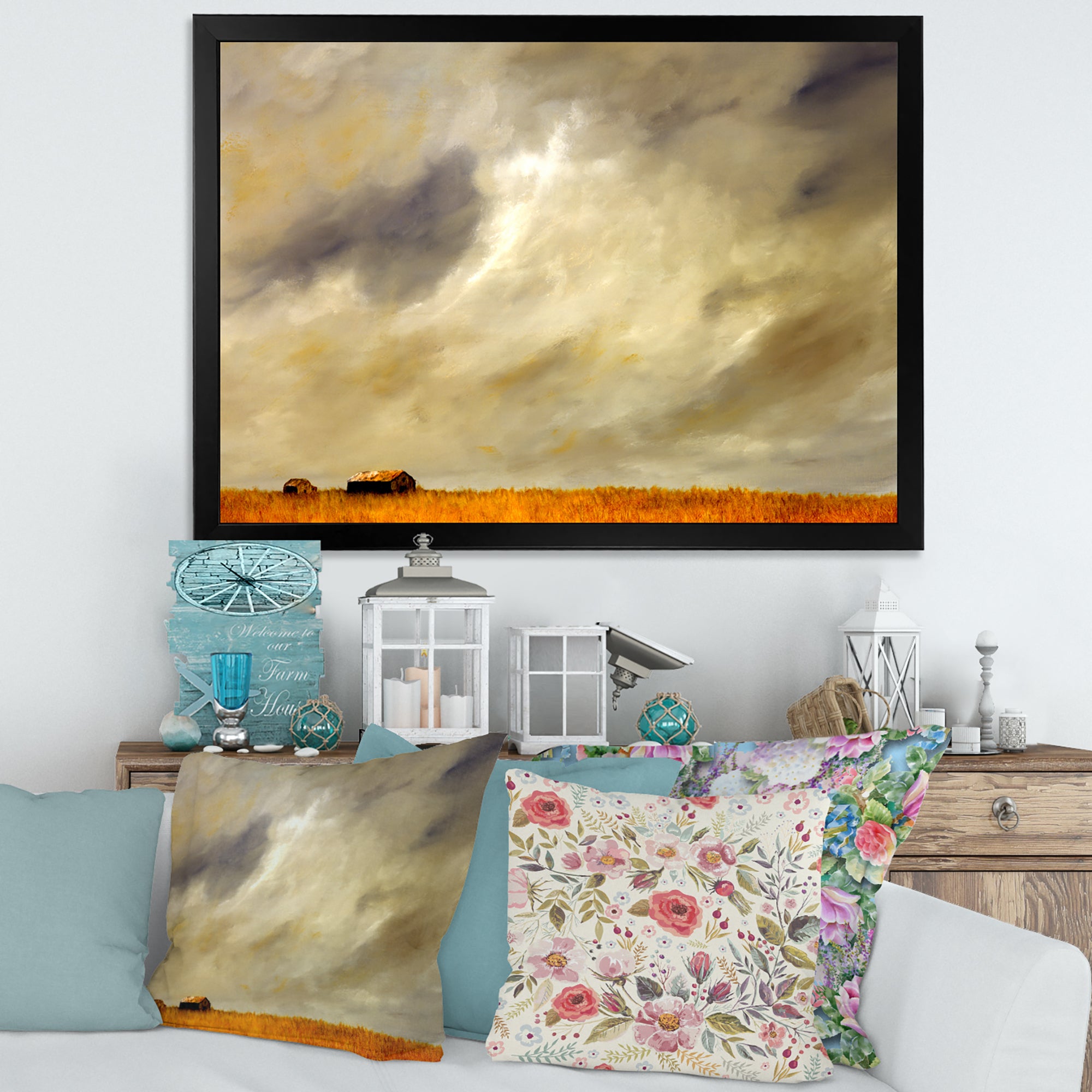 Desert Farmhouse Under Cloudy Sky in Washington I