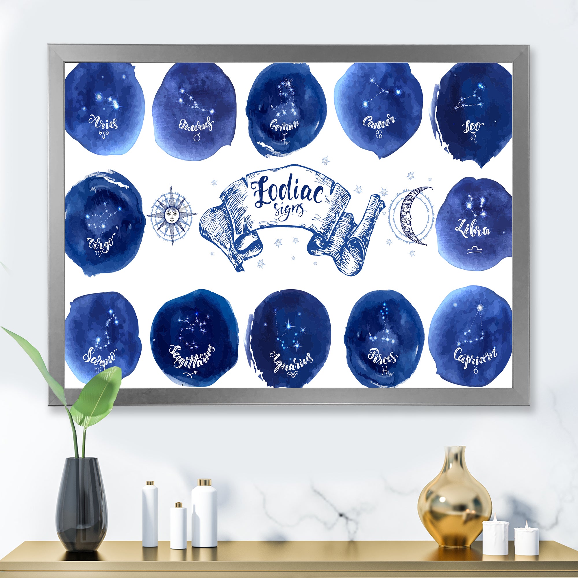 Collection of Astrology Signs On Blue