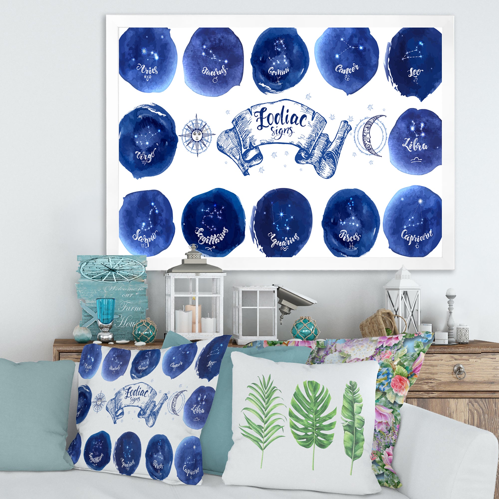 Collection of Astrology Signs On Blue