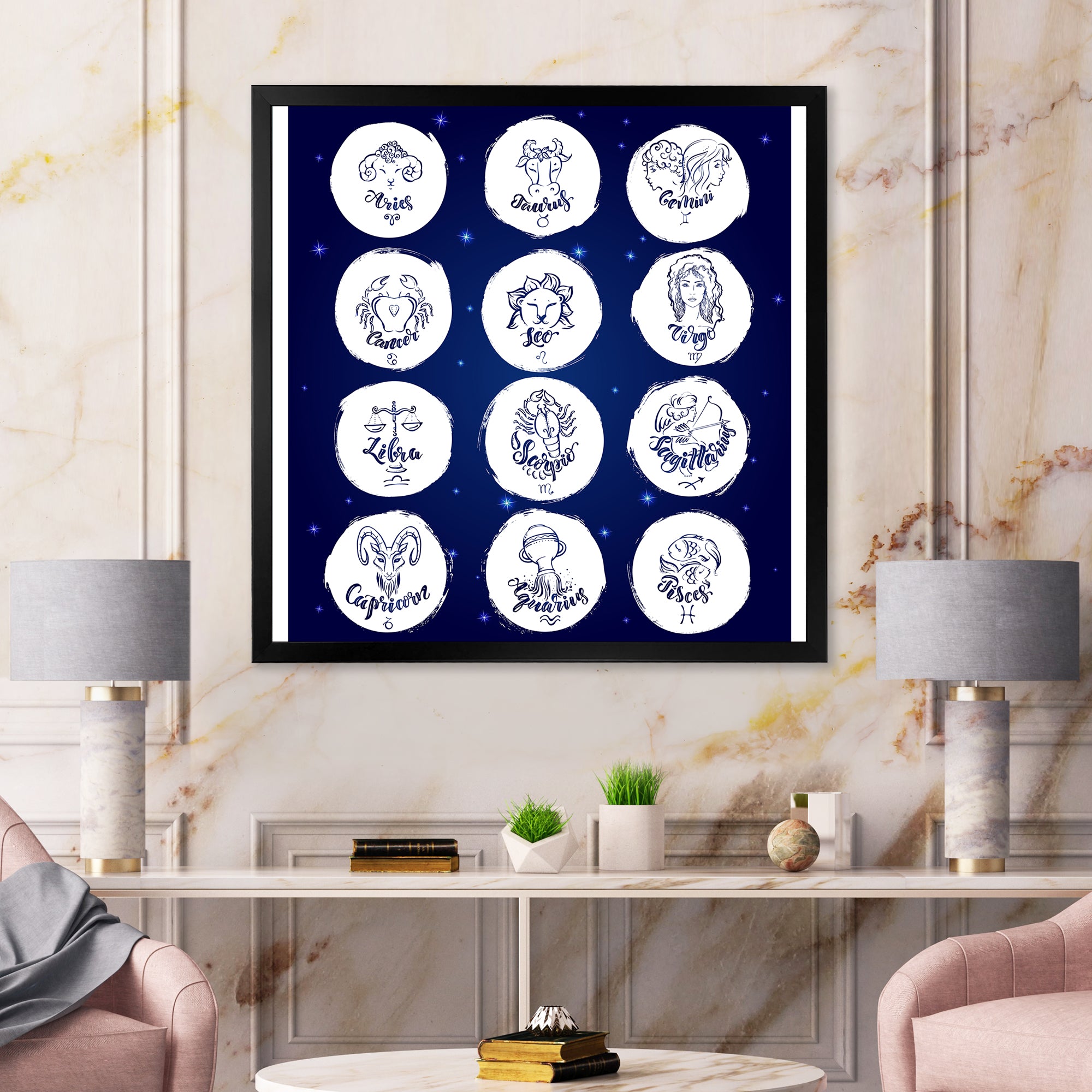 Zodiac Signs On Blue