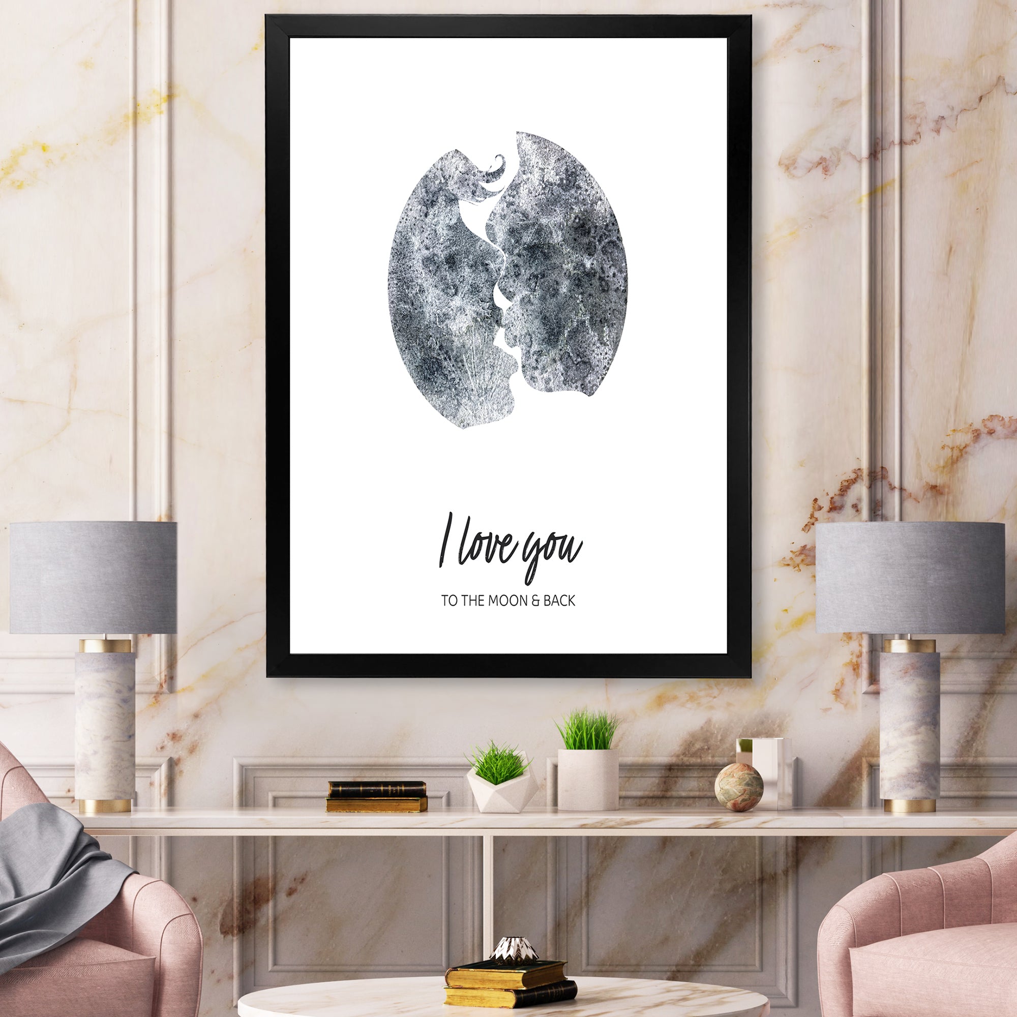 Romantic Moon Kiss of Two Lovers