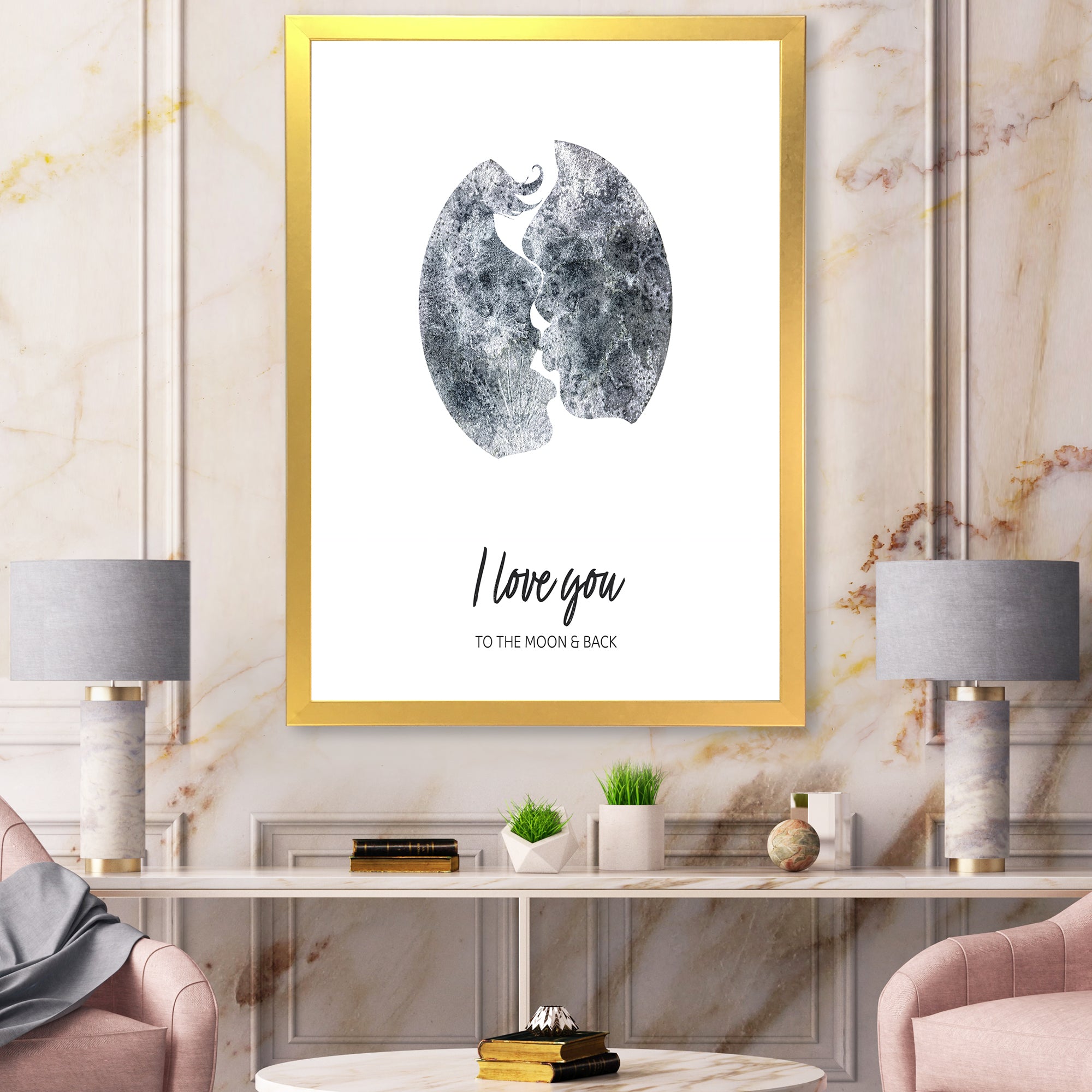 Romantic Moon Kiss of Two Lovers