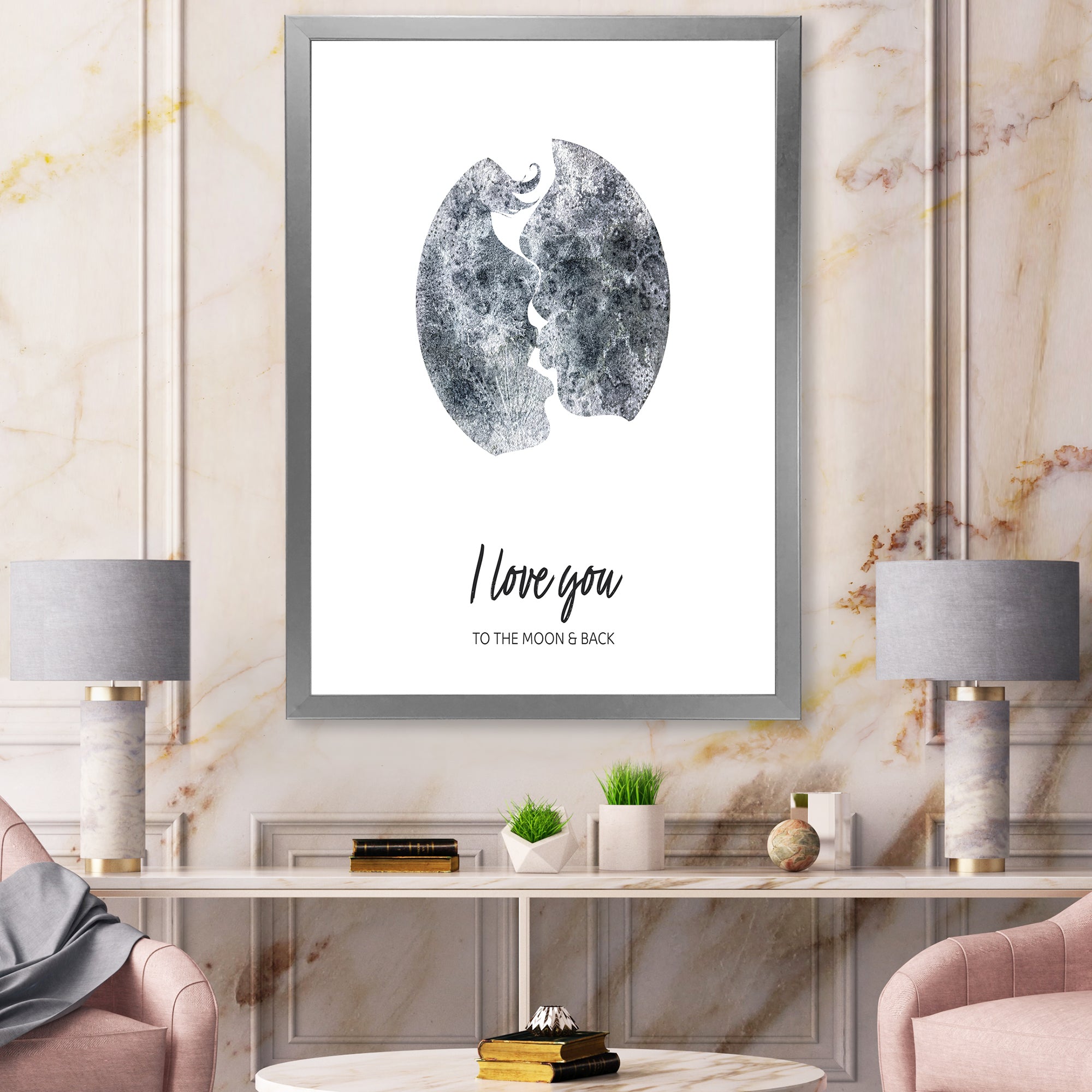 Romantic Moon Kiss of Two Lovers