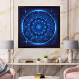 Neon Deep Blue Horoscope Circle With Zodiac Signs