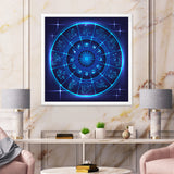 Neon Deep Blue Horoscope Circle With Zodiac Signs