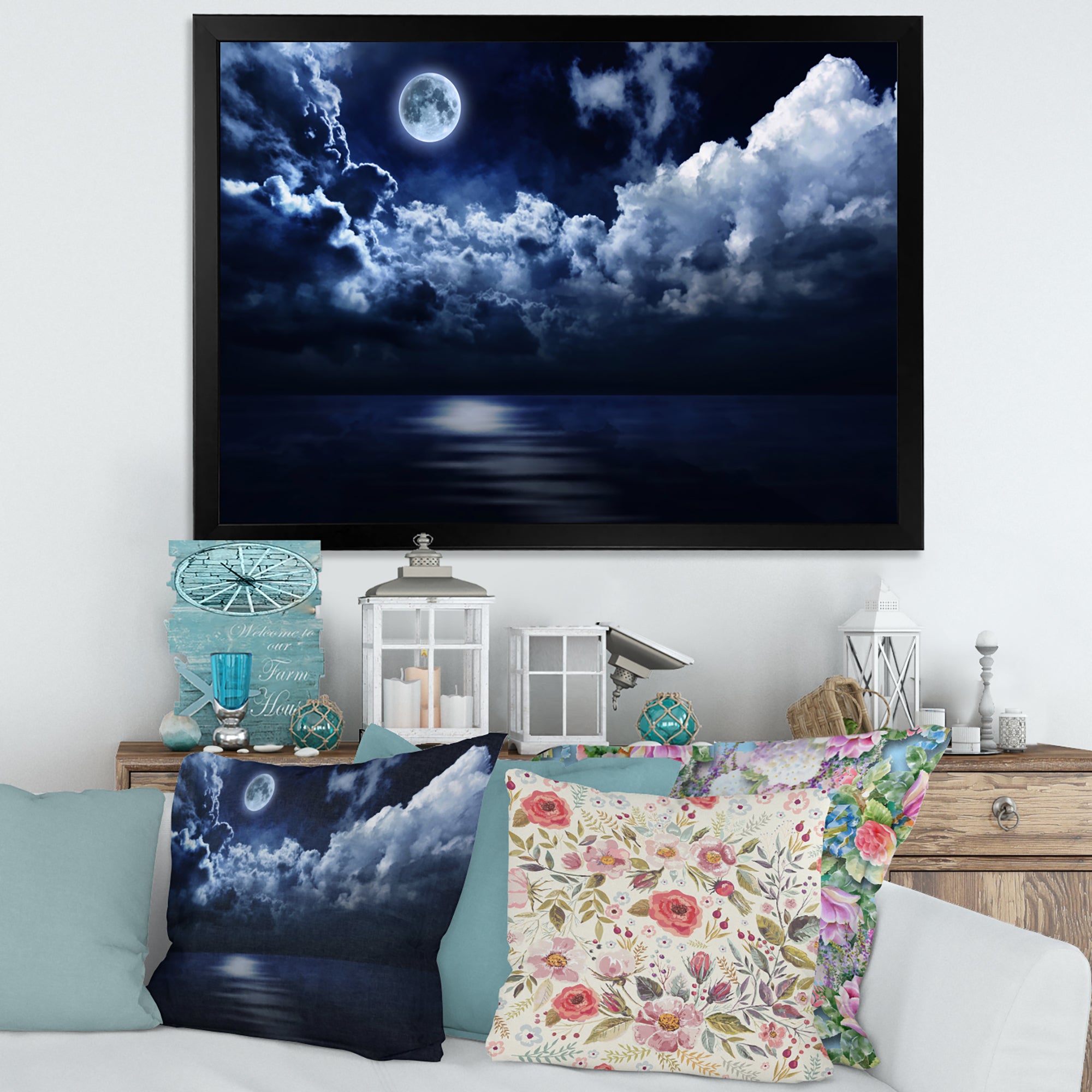Full Moon in Cloudy Night Sky