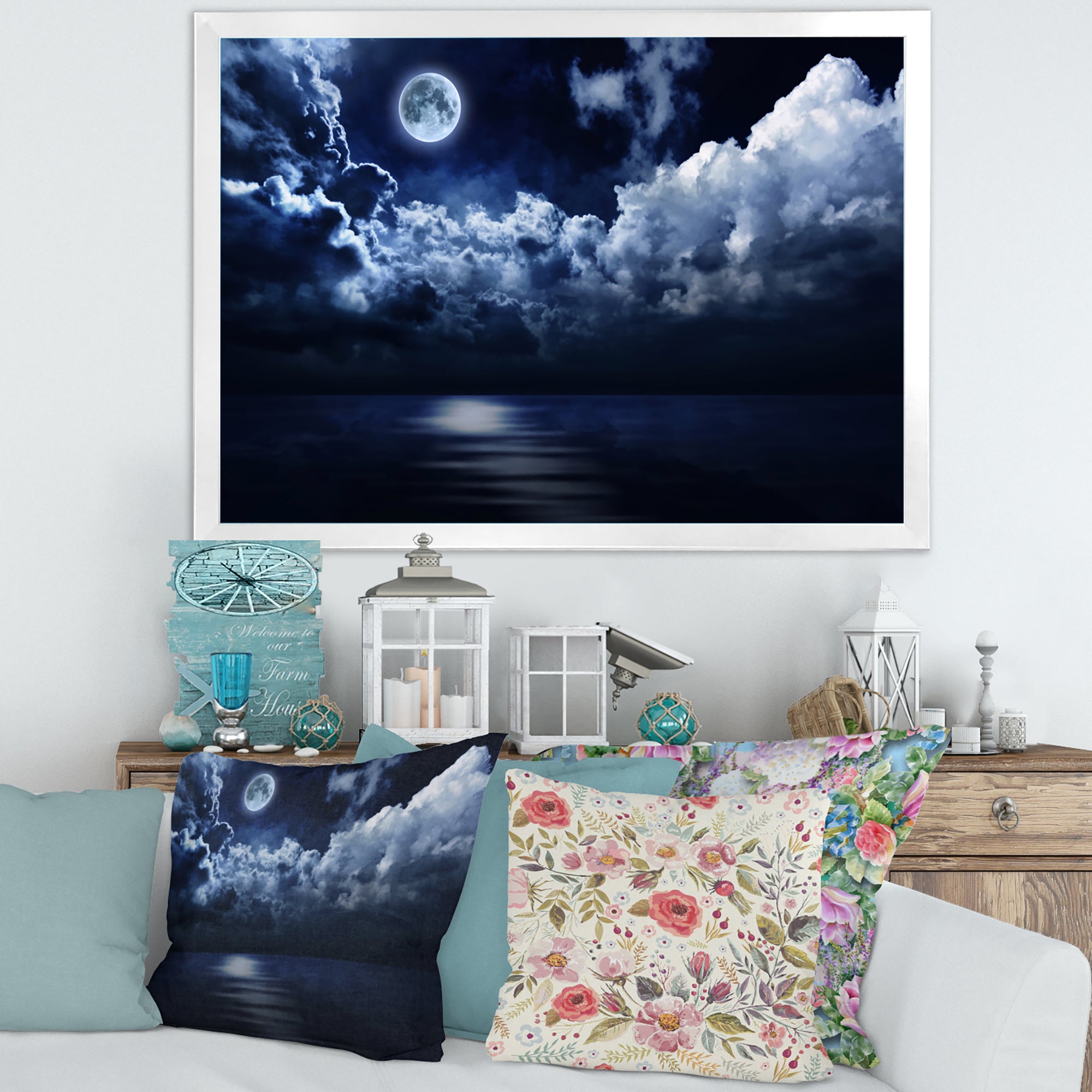 Full Moon in Cloudy Night Sky