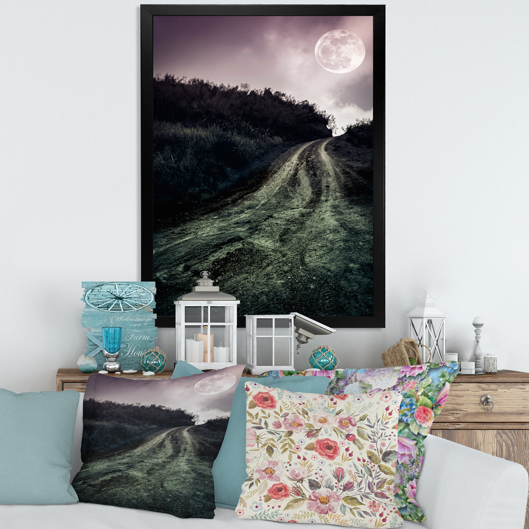 Muddy Road Under Full Moon