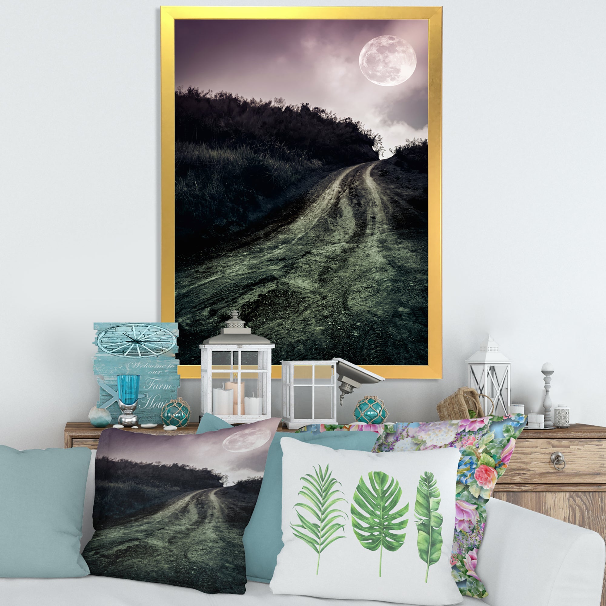 Muddy Road Under Full Moon