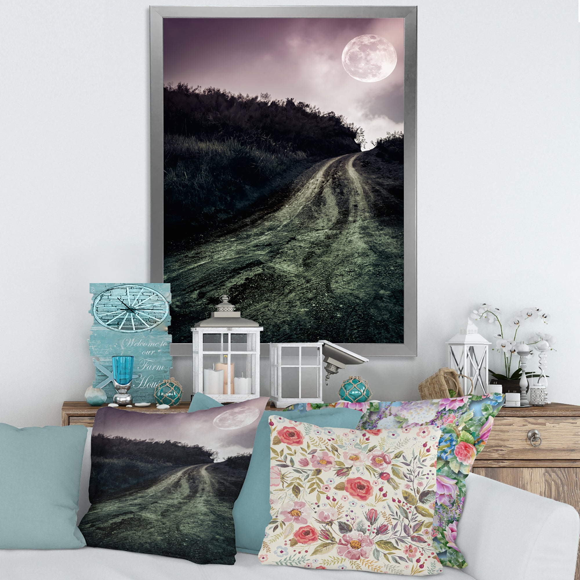 Muddy Road Under Full Moon