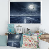 Asphalt Road Under Cloudy Full Moon I