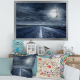 Asphalt Road Under Cloudy Full Moon II