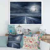 Asphalt Road Under Cloudy Full Moon II