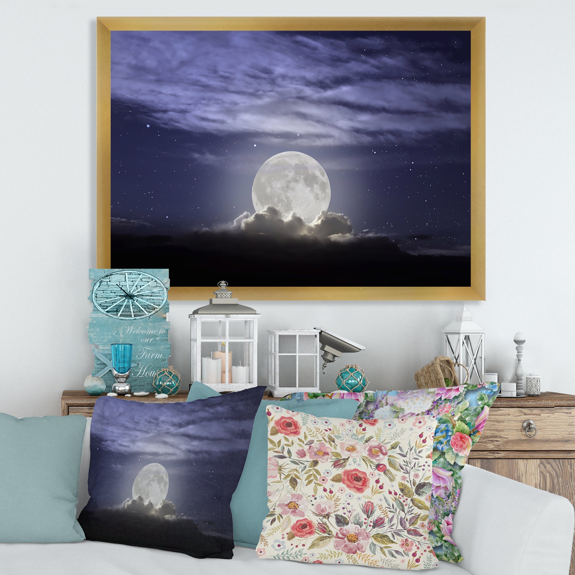 Full Moon Rising In A Cloudy Night