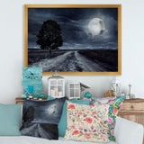 Paved Road Under A Full Moon