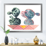 Cactus Duo In Pink Geometric Pots